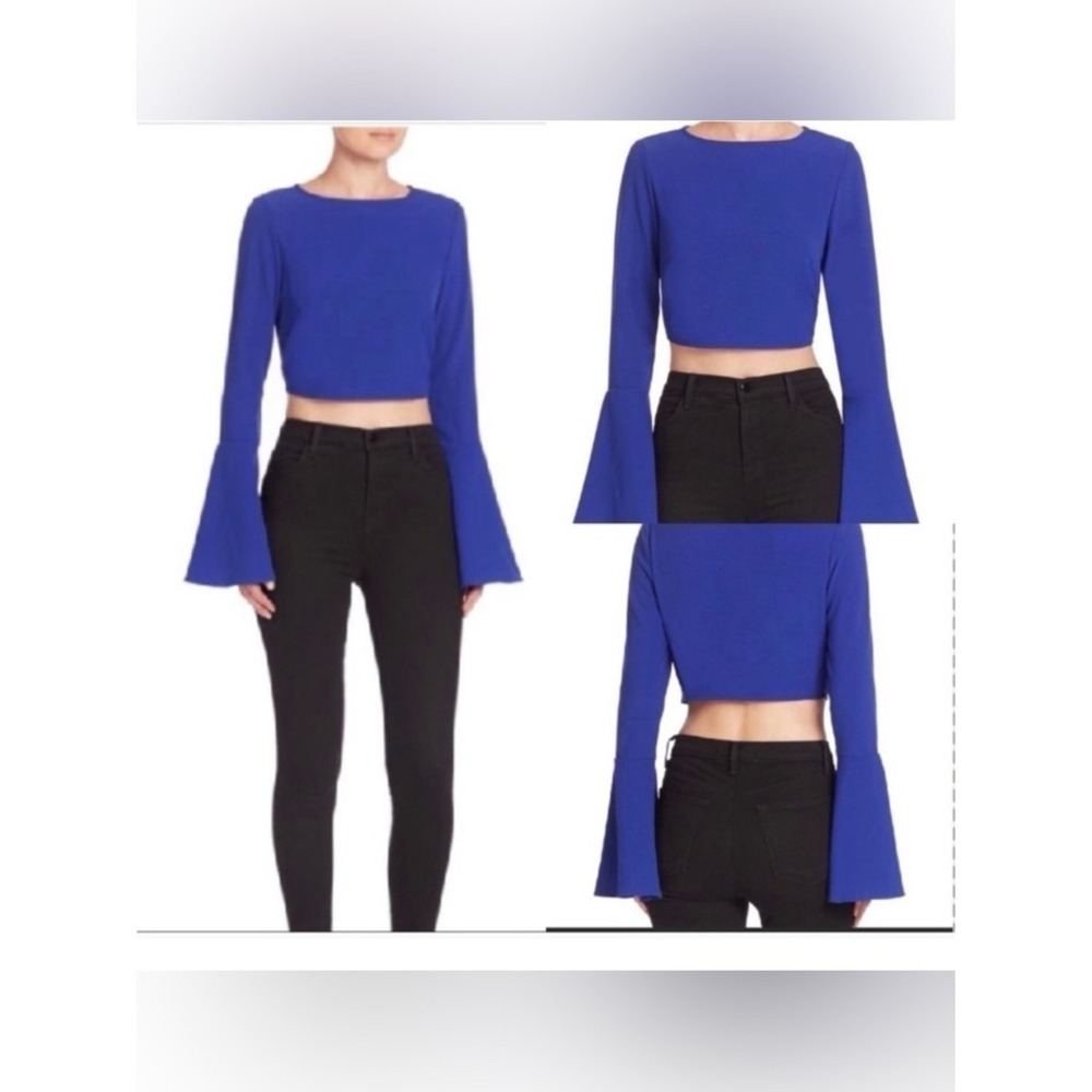 Kendall + Kylie Crop Top Women Small Blue NEW Bell Sleeve KCFA1666TW